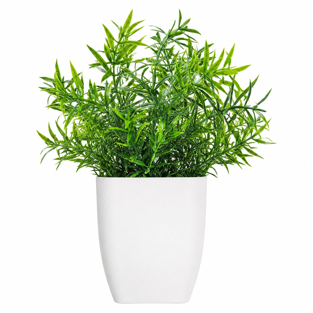 Plante artificielle d'intérieur avec pot blanc, feuillage vert