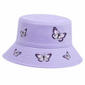 Chapeau Seau Papillon Brodé Lavande