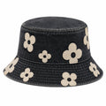 Chapeau Bob Noir à Motifs Floraux Crème