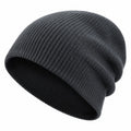 Bonnet côtelé doublé polaire gris foncé