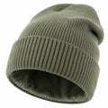 Bonnet en tricot doublé polaire unisexe vert kaki