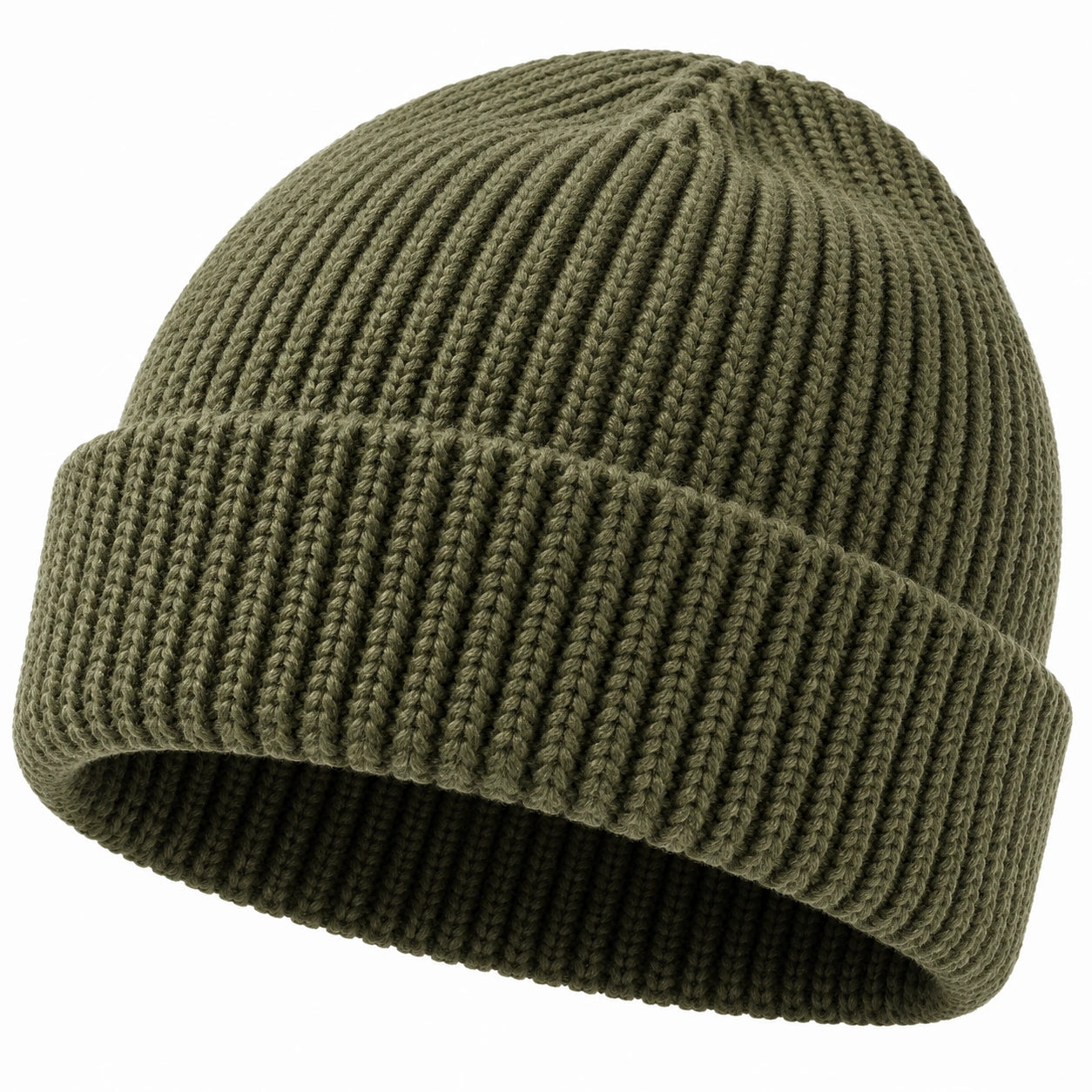 Bonnet en Tricot Côtelé Olive