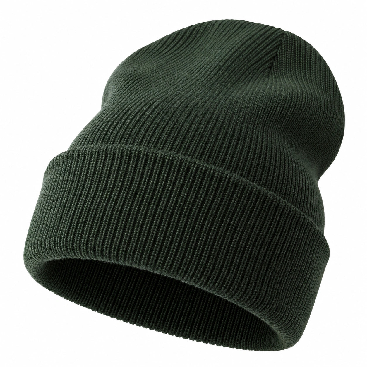 Bonnet côtelé chaud vert forêt pour adulte