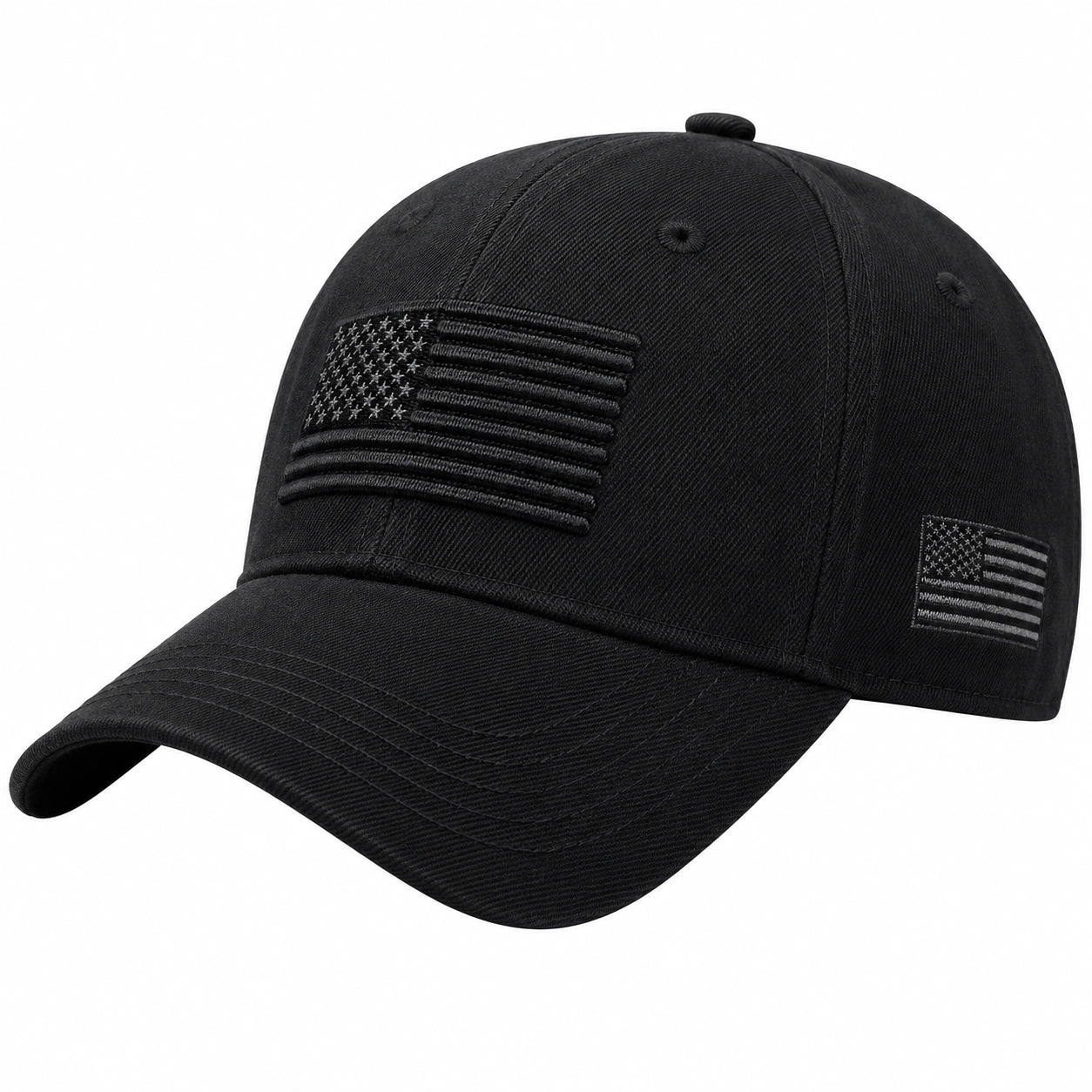 Casquette de baseball noire brodée drapeau américain