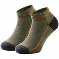 Chaussettes courtes respirantes vert kaki et orange