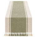 Chemin de Table Vert et Crème avec Franges