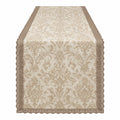 Chemin de Table Floral Beige avec Dentelle 180x33 cm