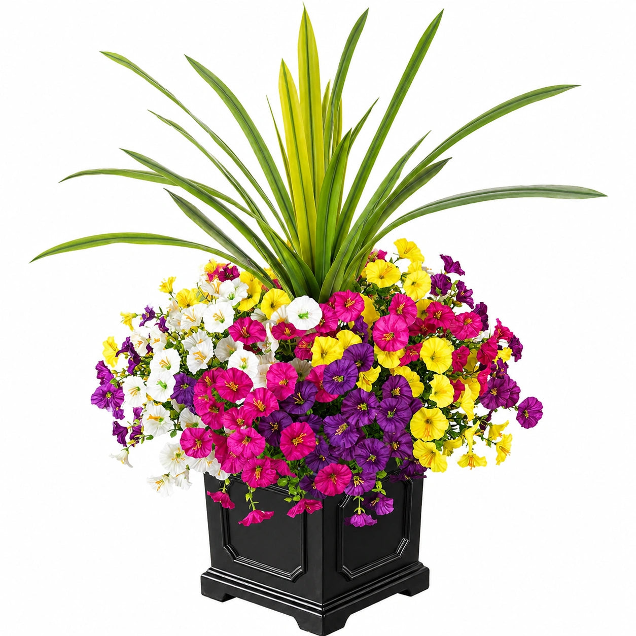 Plante Artificielle Décorative Multicolore en Pot Carré