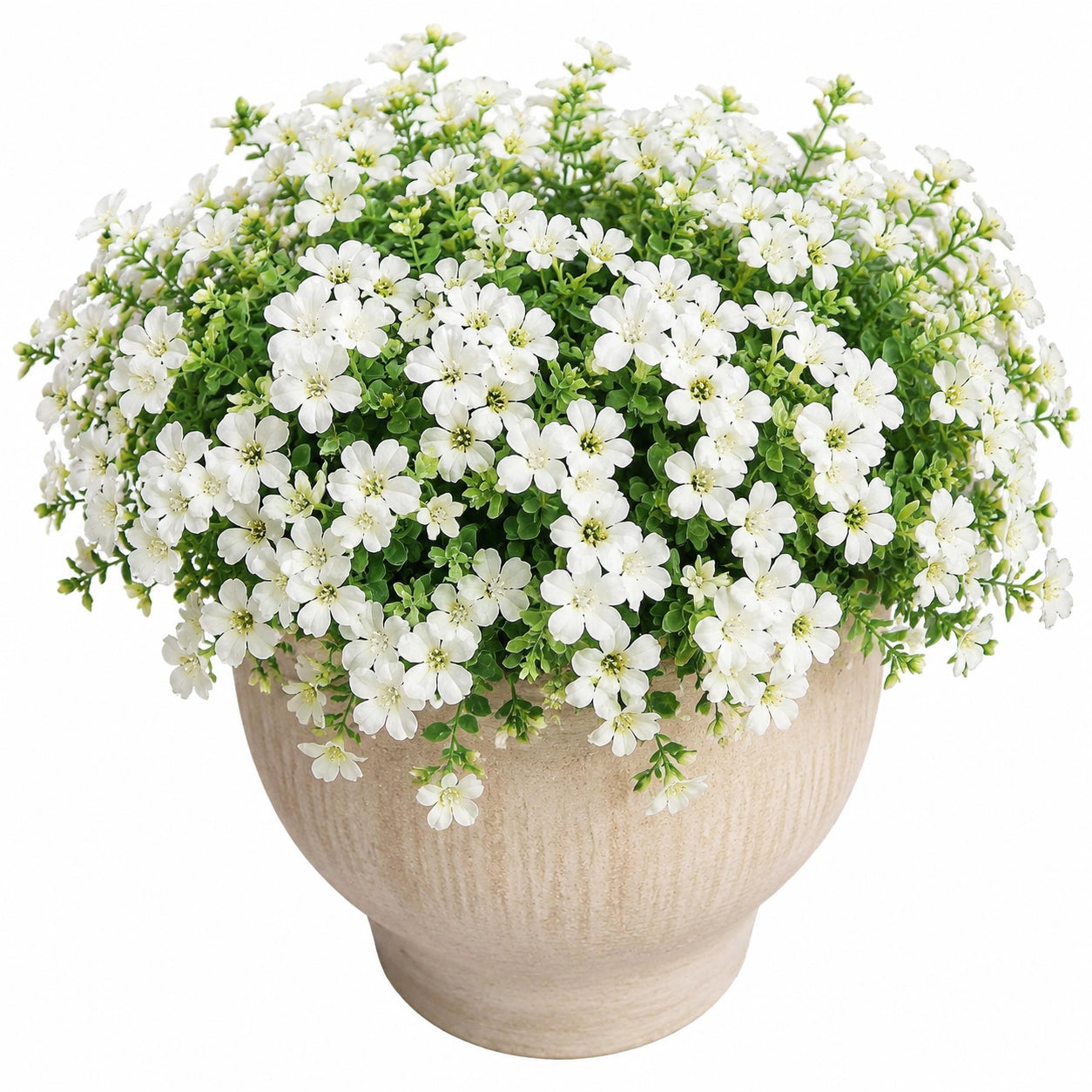 Plante artificielle avec fleurs blanches en pot décoratif, 30 cm