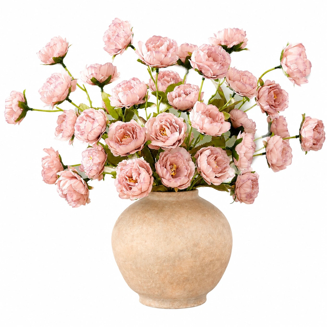 Vase avec bouquet de pivoines artificielles roses